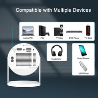 XBJ Mini Portable Projector with Wifi and BT5, 4K Support.Auto Keystone Adjustment, Pneumatic Mouse Remotecontrol for Outdoor/Bedroom Audio Watch