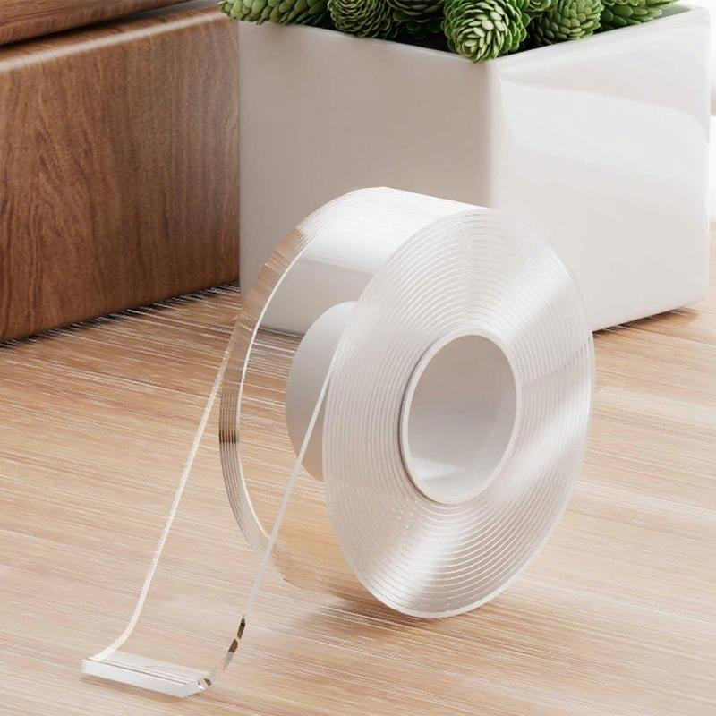Ultra-Strong Double Sided Adhesive Nano Tape Transparent Reusable Waterproof Tapes Heat Resistance for Bathroom Home Decoration 16.4FT Traceless Magic Tape