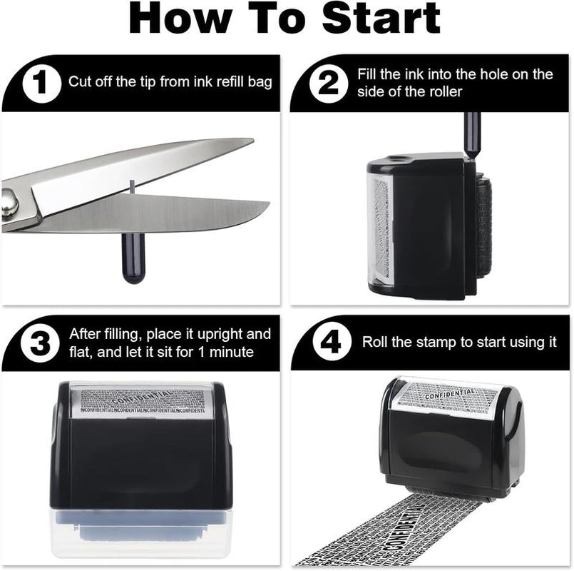 2 Pack-Privacy Protection Security Roller Stamp — Address & Billing Info Blocker, Home & Office Mailing Essentials 100M Long-Lasting Roll