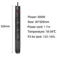 Aquarium Submersible Heater Fish Tank 50-500W LCD Display Digital Adjustable Water Heating Rod Constant Temperature Control