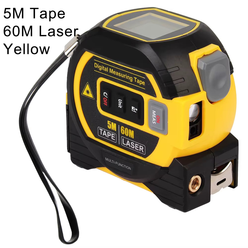 3 in 1 Distance Meter Tape Measure Ruler Laser Rangefinder Building Measurement Device 5M LCD Display with Backlight