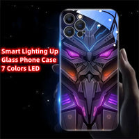 Armor Mecha Design Luminous Glass LED Call Light up Flash Phone Case Cover for Samsung S25 S24 S23 S22 S21 S20 FE plus Ultra
