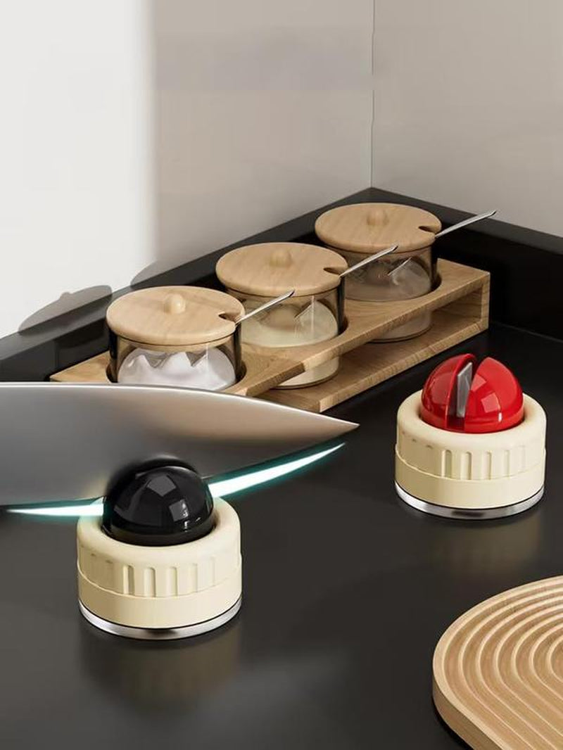 Knife Sharpener | Portable Rapid Knife Sharpener & Kitchen Knife Sharpener (With Suction Base) | for Knives, Scissors, Cleavers & Outdoor Tools | Sharpener (Non-Slip)