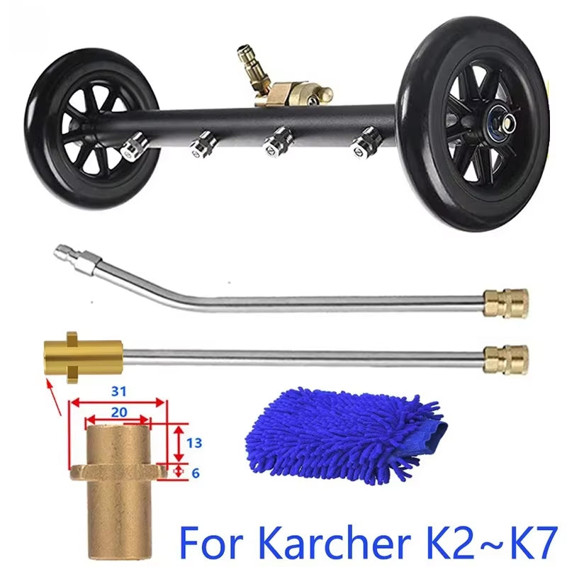 Dual-Function Undercarriage Pressure Washer Cleaner Power Washer under Car Water Broom for Karcher&1/4 Quick-Plug