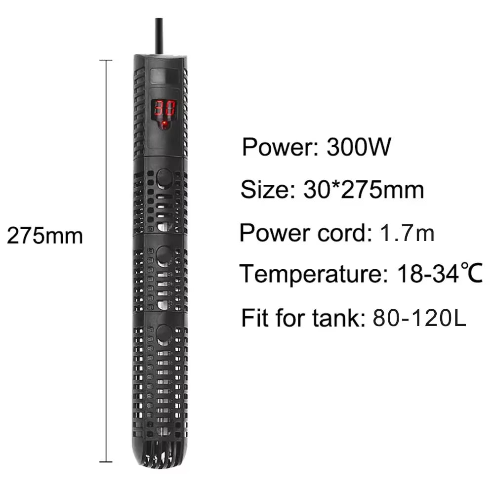 Aquarium Submersible Heater Fish Tank 50-500W LCD Display Digital Adjustable Water Heating Rod Constant Temperature Control
