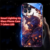 Armor Mecha Design Luminous Glass LED Call Light up Flash Phone Case Cover for Samsung S25 S24 S23 S22 S21 S20 FE plus Ultra