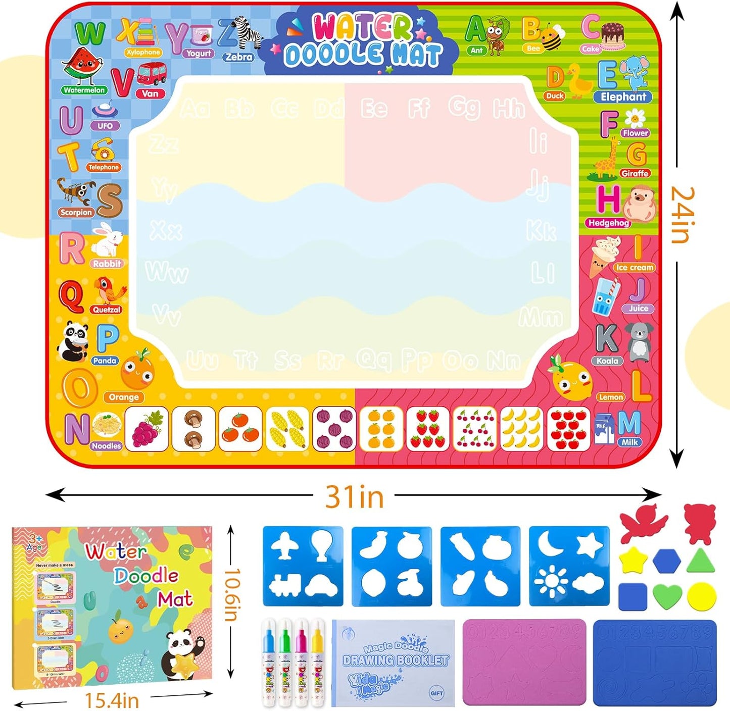 Water Doodle Mat 32 X 24 Inches Kids Water Painting Doodle Drawing Mat Toy Writi