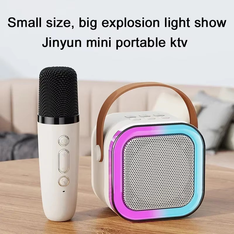 K12 KTV Karaoke Microphone Speaker Wireless Bluetooth Lecture Meeting Voice Box Mini Colorful Lights Audio Long Standby