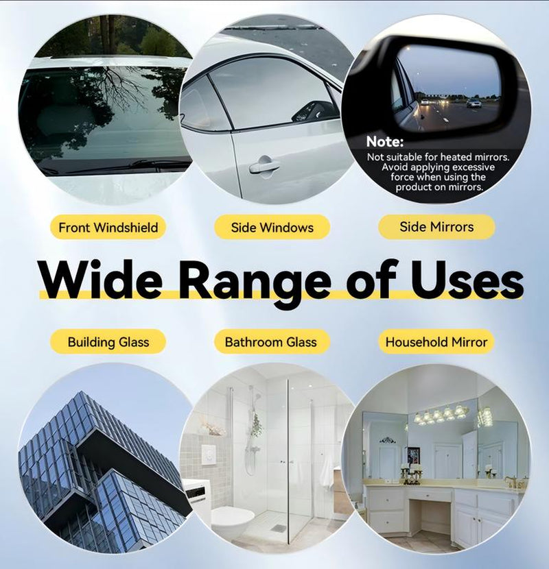 Glass Polish - Remove Oil Film Easily! for Car Windshields, Windows & More. Gets Glass Crystal Clear, Safe & Simple to Use. Perfect for Front Windshields, Side Windows, Building Glass, Bathroom Glass & Household Mirrors. Say Goodbye to Blurry Views!