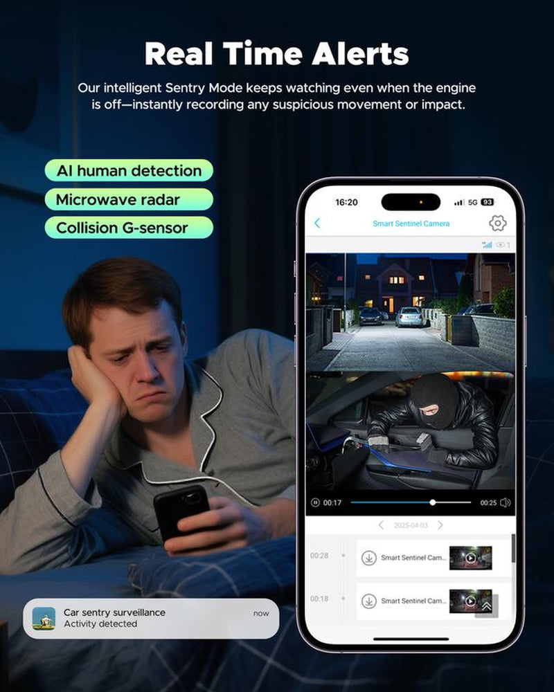 LAMTTO 4G LTE Security Camera- Real-Time Remote Viewing on Phone, Human & Radar Detection, 24/7 Live GPS Tracking & Dual-Channel with Rear Camera IR Night Vision,Obd Powered with Built-In SIM (AT&T)
