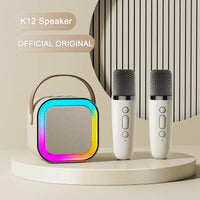 K12 KTV Karaoke Microphone Speaker Wireless Bluetooth Lecture Meeting Voice Box Mini Colorful Lights Audio Long Standby