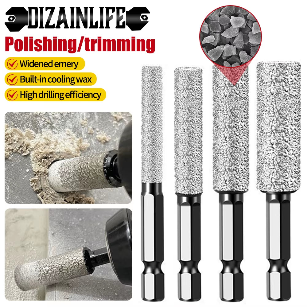 4Pcs 6-12Mm Hexagonal Shank Dry Ceramic Tile Diamond Drill Bit Drilling and Grinding Hole Saw for Marble Granite Vitrified Tile
