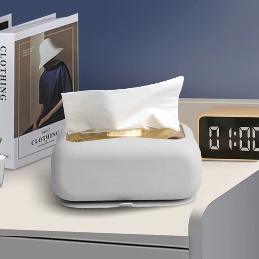 Punch-Free Silicone Tissue Box with Suction Cup Stable Large Paper Towels Box for Home Car