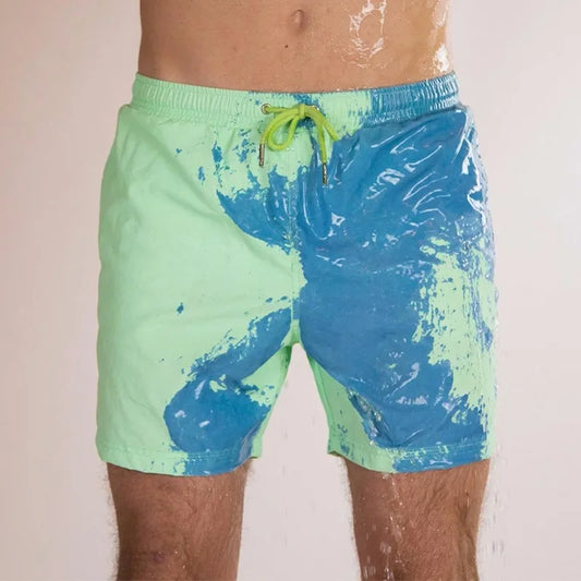 Men'S Beach Shorts, Water Color Change, Beach Pants Color Sh Swimming Trunks, Large Size Temperature Quick Change Dry, Sens E9G3