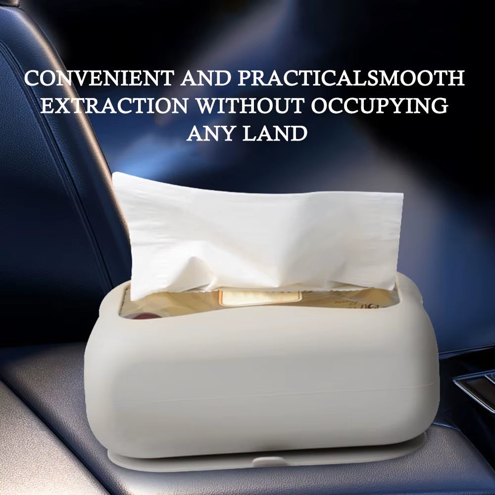 Punch-Free Silicone Tissue Box with Suction Cup Stable Large Paper Towels Box for Home Car