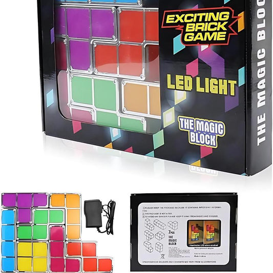 【Hot Selling Gift】7 PCS Stackable Night Light 3D Puzzles Toy 7 Colors Magic Blocks Induction Interlocking LED Novelty Desk Lamp Lighting DIY for Teens and Adults Home Deco Great Gift for Birthday