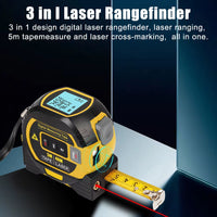 3 in 1 Distance Meter Tape Measure Ruler Laser Rangefinder Building Measurement Device 5M LCD Display with Backlight
