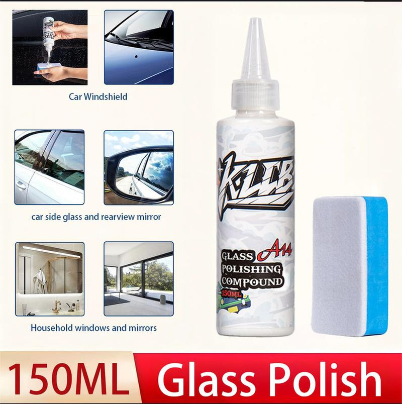 Glass Polish - Remove Oil Film Easily! for Car Windshields, Windows & More. Gets Glass Crystal Clear, Safe & Simple to Use. Perfect for Front Windshields, Side Windows, Building Glass, Bathroom Glass & Household Mirrors. Say Goodbye to Blurry Views!