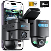 LAMTTO 4G LTE Security Camera- Real-Time Remote Viewing on Phone, Human & Radar Detection, 24/7 Live GPS Tracking & Dual-Channel with Rear Camera IR Night Vision,Obd Powered with Built-In SIM (AT&T)