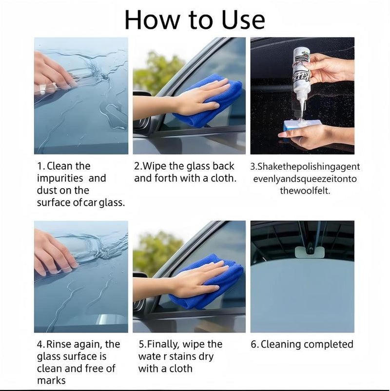 Glass Polish - Remove Oil Film Easily! for Car Windshields, Windows & More. Gets Glass Crystal Clear, Safe & Simple to Use. Perfect for Front Windshields, Side Windows, Building Glass, Bathroom Glass & Household Mirrors. Say Goodbye to Blurry Views!