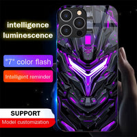 Armor Mecha Design Luminous Glass LED Call Light up Flash Phone Case Cover for Samsung S25 S24 S23 S22 S21 S20 FE plus Ultra