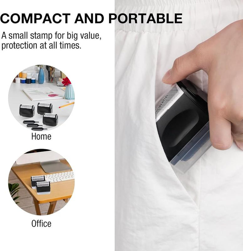 2 Pack-Privacy Protection Security Roller Stamp — Address & Billing Info Blocker, Home & Office Mailing Essentials 100M Long-Lasting Roll