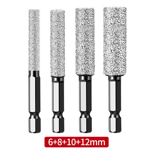 4Pcs 6-12Mm Hexagonal Shank Dry Ceramic Tile Diamond Drill Bit Drilling and Grinding Hole Saw for Marble Granite Vitrified Tile