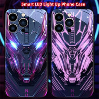 Armor Mecha Design Luminous Glass LED Call Light up Flash Phone Case Cover for Samsung S25 S24 S23 S22 S21 S20 FE plus Ultra