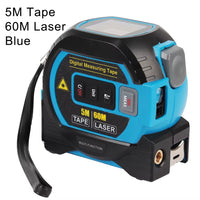3 in 1 Distance Meter Tape Measure Ruler Laser Rangefinder Building Measurement Device 5M LCD Display with Backlight