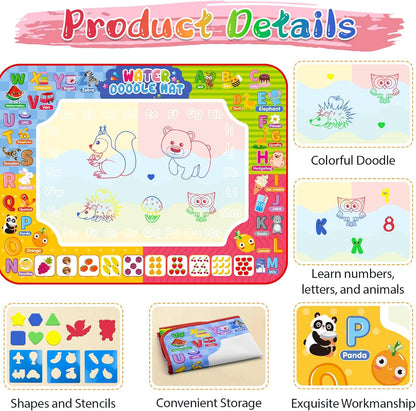 Water Doodle Mat 32 X 24 Inches Kids Water Painting Doodle Drawing Mat Toy Writi