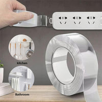 Ultra-Strong Double Sided Adhesive Nano Tape Transparent Reusable Waterproof Tapes Heat Resistance for Bathroom Home Decoration 16.4FT Traceless Magic Tape